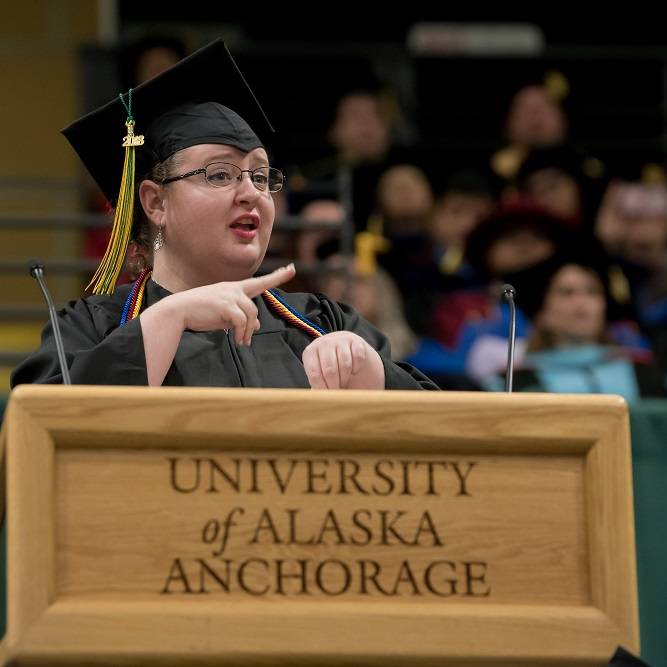 UAA commencement speaker Katherine Irwin at Commencement, December 2018
