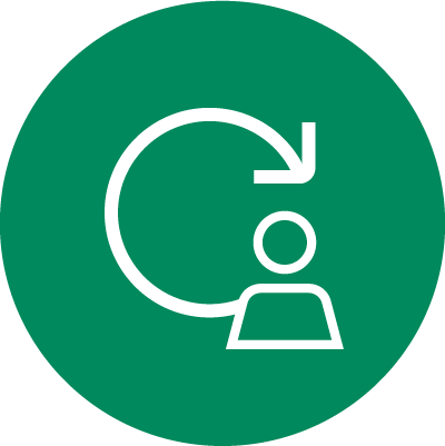 icon of arrow in a circle with user at beginning